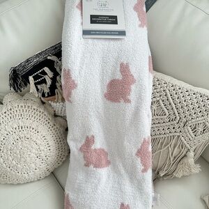 Rachel Ashwell Easter Bunny White and Pink Bunny Throw Blanket